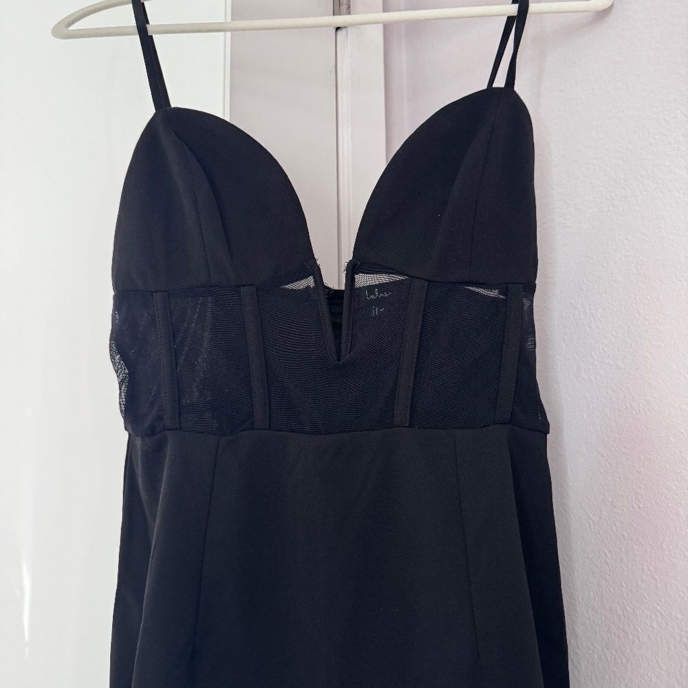 Lulus‎ Flirty Mentality Black Mesh Bustier Bodycon Mini Dress - Picture 5 of 9